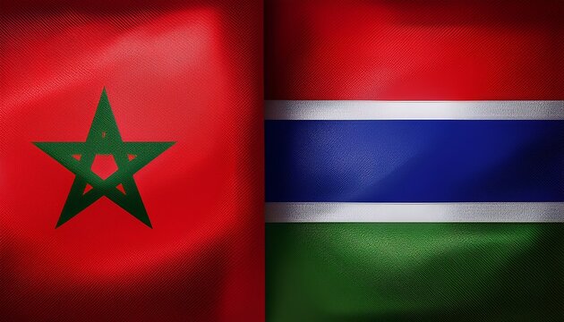 Morocco flag and gambia flag on each side wallpaper background