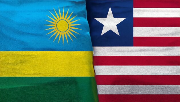 Rwanda flag and Liberia flag on each side wallpaper background