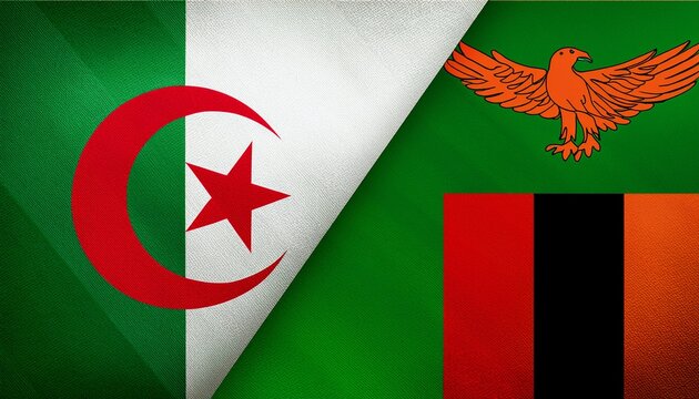 algeria flag and Zambia flag on each side wallpaper background