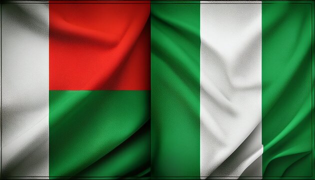 Nigeria flag and Madagascar flag on each side wallpaper background