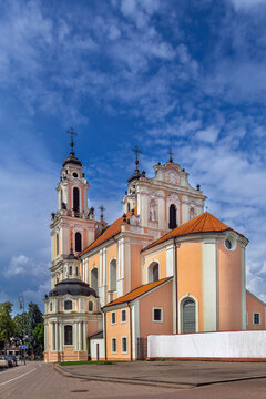 Church of Saint Catherine in Vilnius, Lithuania, view from the apse. Late baroque architecture under daytime sky