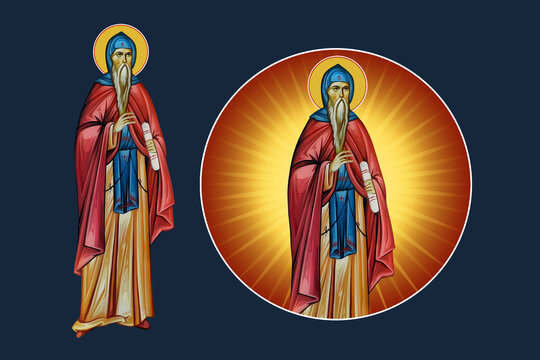 Saint Prochor Pecersky. Illustration - fresco set in Byzantine style