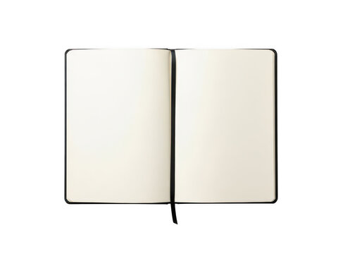 Open blank notebook with pages on a flat surface isolated on transparent background