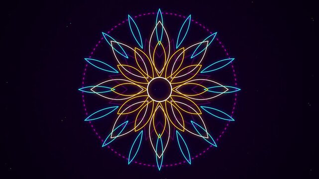 Happy diwali neon glowing mandala greeting for indian festival of lights