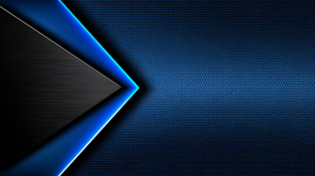 Abstract geometric pattern with a directional arrow and textured blue metallic surface arrowhead