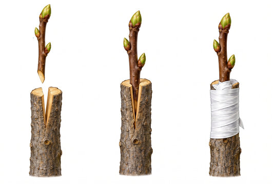 Steps of the Cleft Grafting Technique on Trees