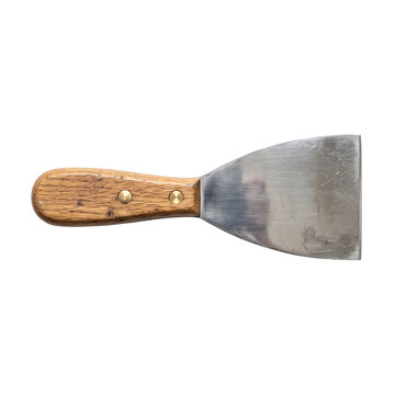 Wooden putty knife for repairs isolated on transparent background