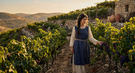 Naklejka premium The Beloved in the Vineyard, Song of Songs Biblical Scene of Love and Devotion 