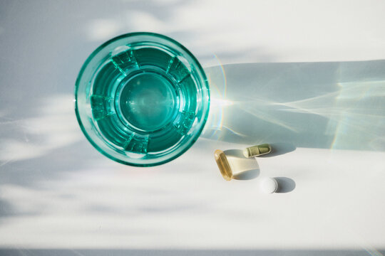 Drinking water with capsules and tablets for health and nutritional supplement