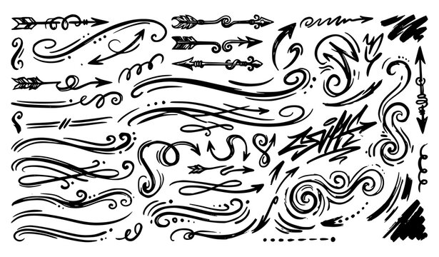 Fancy Grunge Hand Drawn Arrow and Ornament Dividers for Journal Scrapbook Design