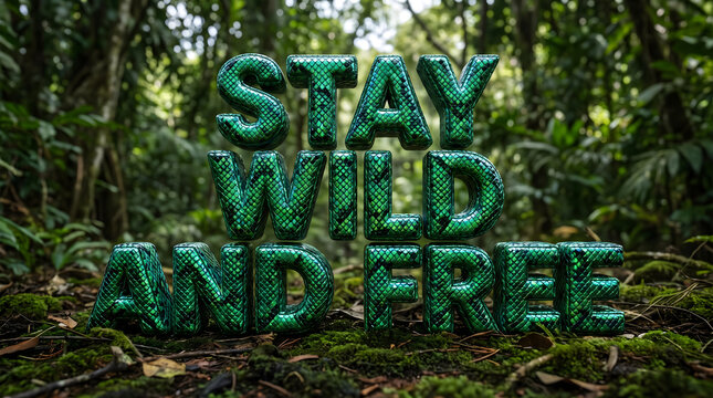 Stay Wild And Free Snake Scale Text