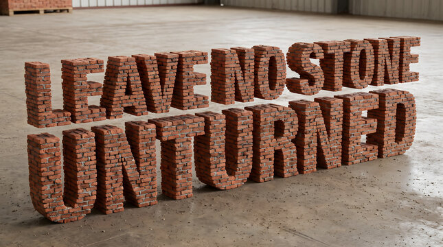 Leave No Stone Unturned Red Brick Text