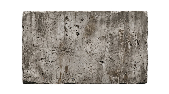 Rough textured concrete block with cracks and imperfections showing weathered surface details PNG Isolated on transparent background
