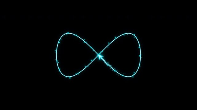 Glowing Cyan Infinity Arrow Loop with Particle Light Effect