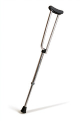 Obraz premium Single crutch leaning against white background