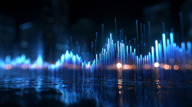 Futuristic Digital Sound Wave and Big Data Visualization