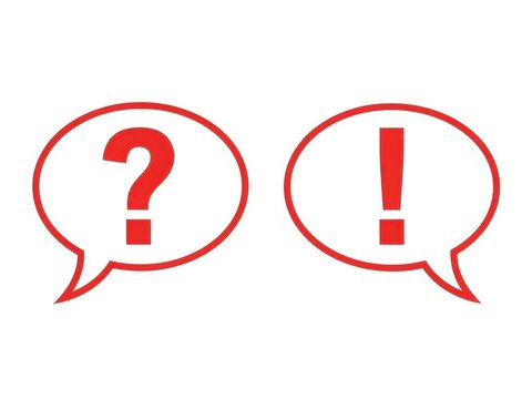 Red question and exclamation speech bubble icons