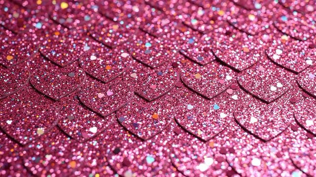 Pink glitter heart pattern background shown in seamless loop for design projects