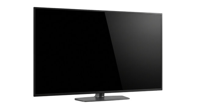 Modern Flat Screen Television with Black Display and Sleek Stand PNG Isolated on transparent background