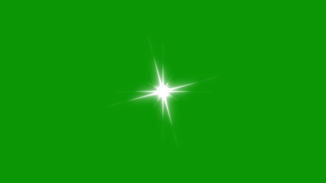 Shiny twinkle glitter stars, blinking light effect transparent background, glowing cartoon white star animation, tinkling star motion graphics effects, green screen background loop. 4K video stars