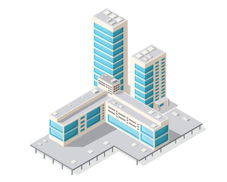 Isometric city planning showing urban development