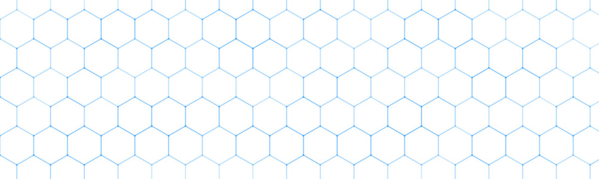Abstract blue dotted hexagon pattern design element representing scientific structure isolated on transparent background