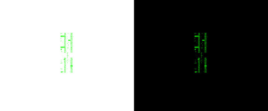Digital matrix code background, falling green binary numbers on black and white backdrop, futuristic cyber security data stream pattern