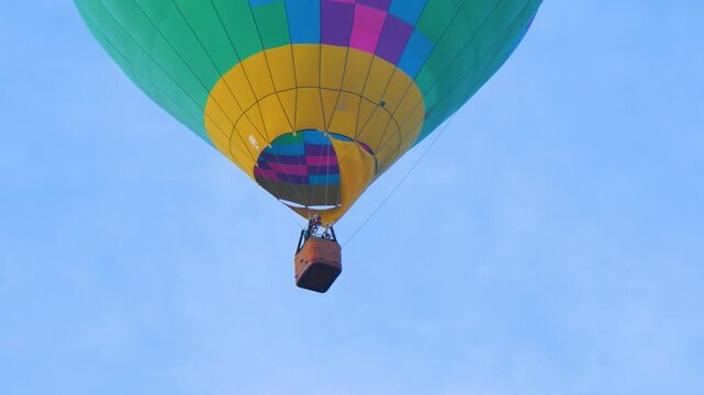 Hot air balloon basket in the sky