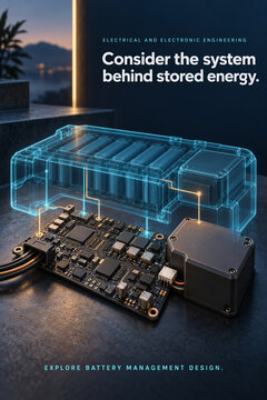 Battery Management Board with Transparent Battery Pack - Electronic Engineering Poster