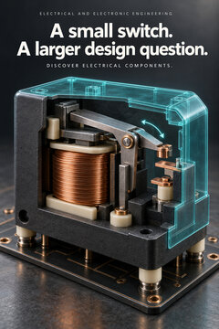 Electromagnetic Relay with Exposed Switching Mechanism - Electronic Engineering Poster