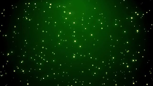 Green background with twinkling gold star particles and glowing magical glitter loop