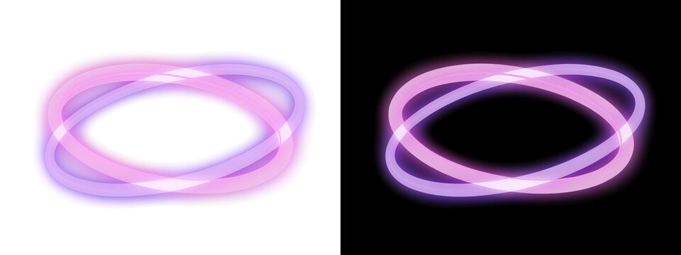 Interlocking oval rings with gradient hues are displayed on transparent background purple pink violet