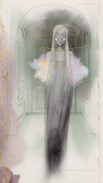 A Whisper Woman &ndash; Graphite and Golden Ink Portrait