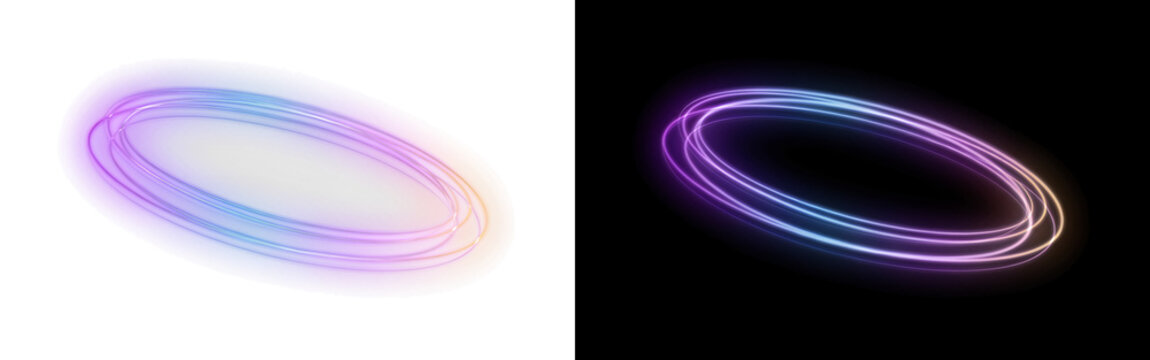 Abstract swirling lines with a glowing effect are displayed on transparent background swirl luminescence
