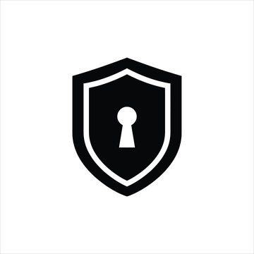 Shield with keyhole symbol representing security and protection during data privacy concerns isolated on white background