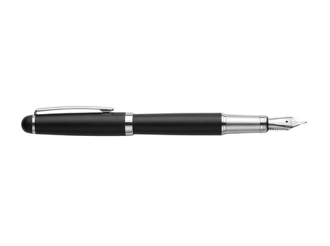 Elegant fountain pen with metallic accents and a fine nib for calligraphy and writing isolated on transparent background