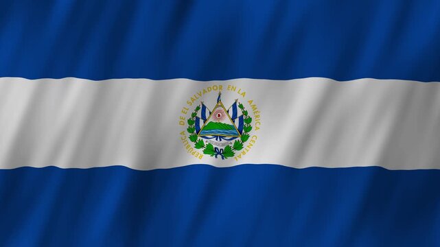 El Salvador flag waving in the wind 4K animation background