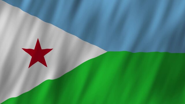 Djibouti flag waving in the wind 4K animation background