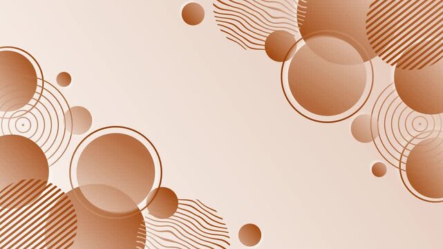 Abstract background with overlapping circular shapes and diagonal and wavy line patterns animation