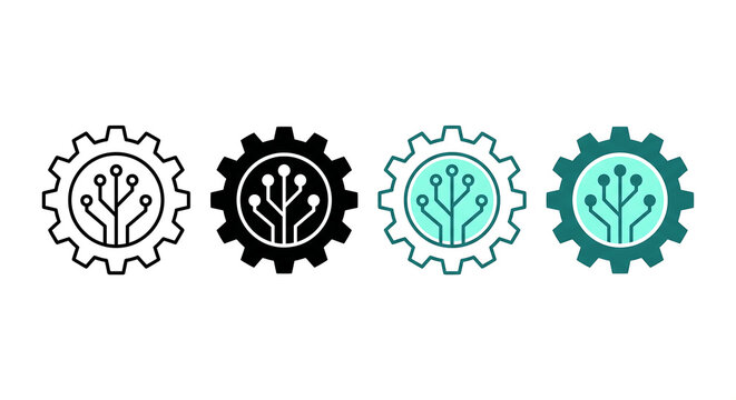gear with circuit icon set, technology and engineering Icon. Concept of technology icon.
