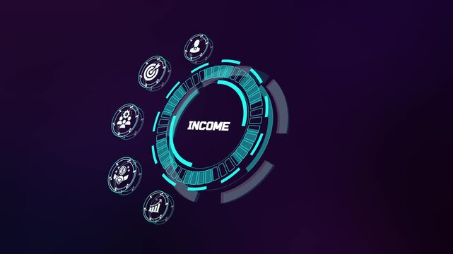 Income and Financial Growth Concept with Futuristic Neon Analytics.