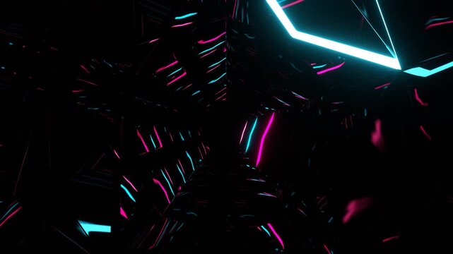 Cyan and Pink Pentagon Strobe Tunnel Background VJ Loop in 4K