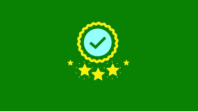 5 star review and rating animation, golden five stars with shine effect, customer satisfaction and high quality concept, 4k motion graphics on green screen