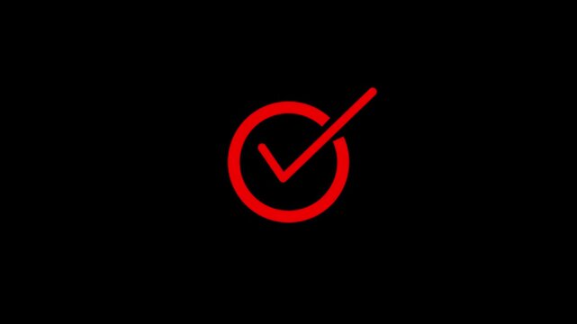Circle Loading icon red loop out animation with black background.4k video