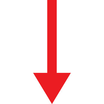 Red Down Arrow Icon Isolated on White Background - Vector Direction and Navigation Symbol