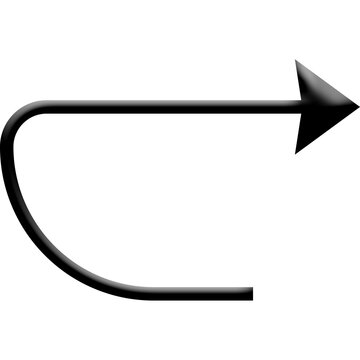 Black curved loop arrow pointing right icon symbol by chinna - isolated on white background