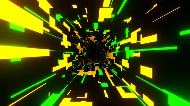 Green and Yellow Neon Digital Corridor Background VJ Loop in 4K