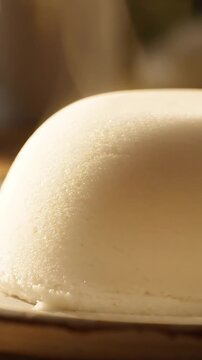 Close Up View of Traditional African Food Fufu or Ugali, Authentic Staple Carbohydrate Side Dish