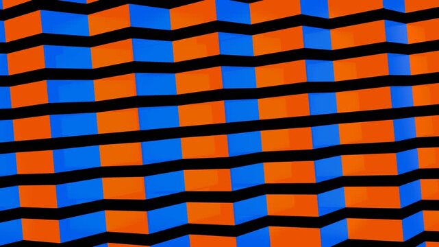 Orange and Blue Movement of Glossy Rectangles Background VJ Loop in 4K