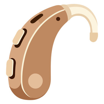 Hearing aid medical device for elderly senior patient deaf healthcare vector illustration